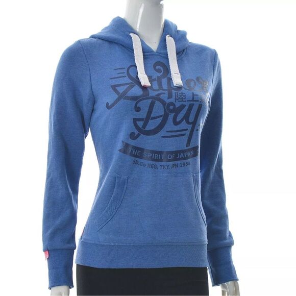 Super dry Vintage Women's Hoodie Pocket Front Graphic Pullover Jumper Hood M - Picture 2 of 14